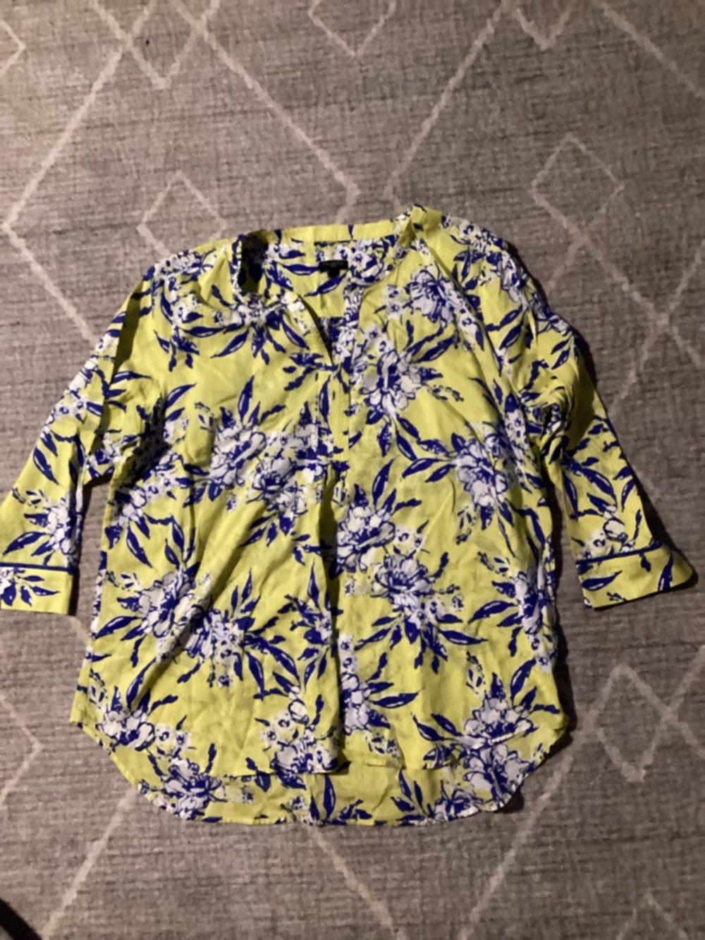 Talbots Bright Yellow Floral V-Neck Blouse size 1X